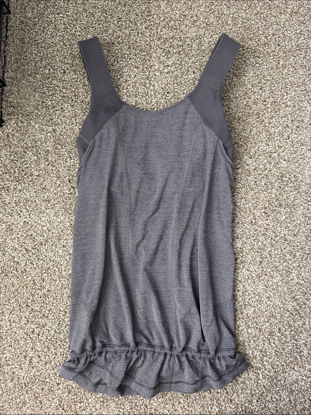 Lululemon Women's Gray Tank Top with drawstring hem and built-in bra